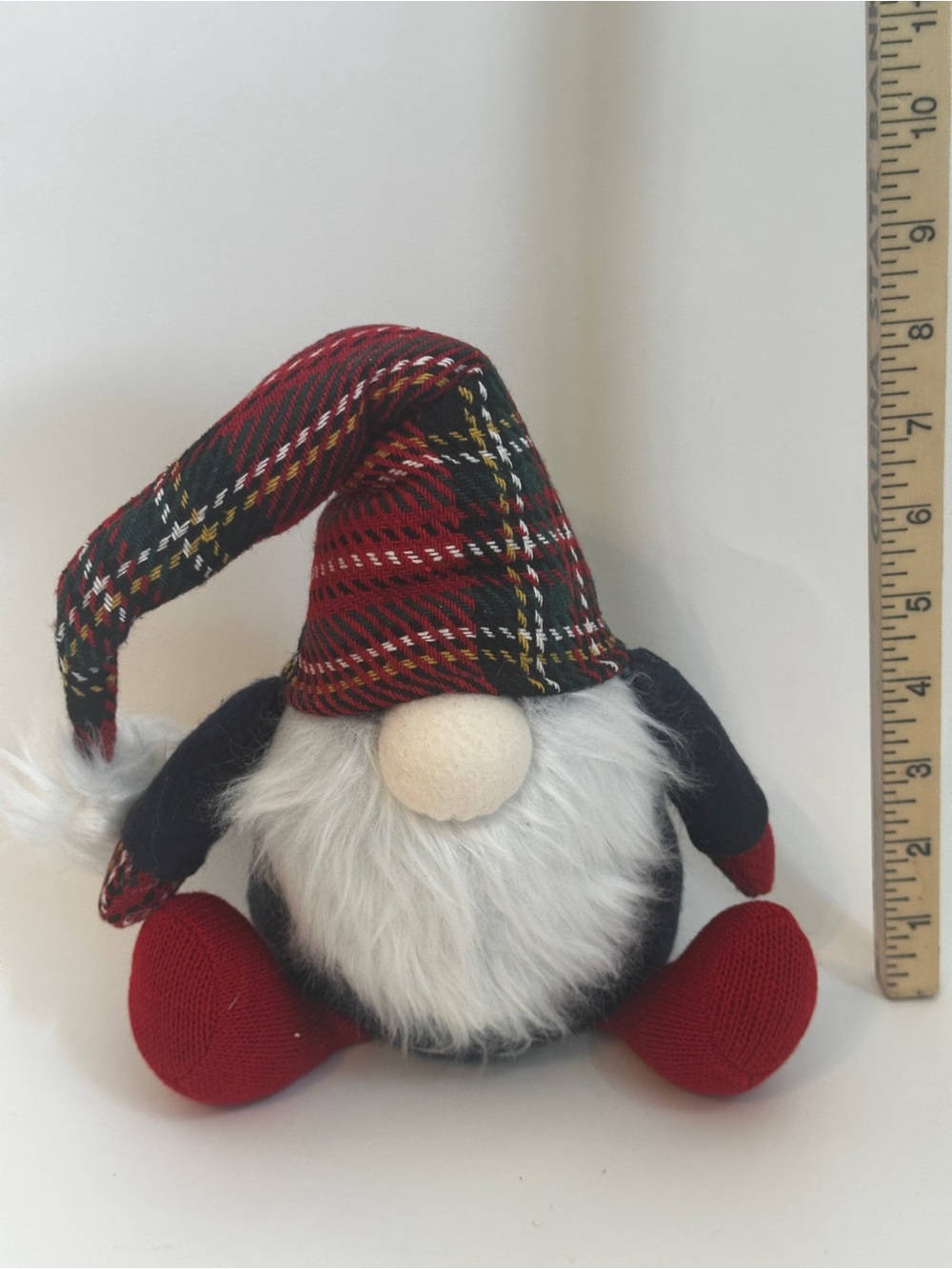 Red Plaid Gnome Plush Holiday Accent Decor